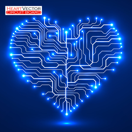 Circuit board  in the shape of the heart. Technology illustration.のイラスト素材