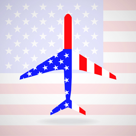 Flag USA in shape airplane.のイラスト素材