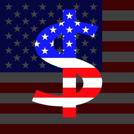 Dollar sign with USA flag. Vectorのイラスト素材