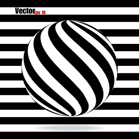 Abstract globe from black and white stripes. Vector illustration. Eps 10のイラスト素材