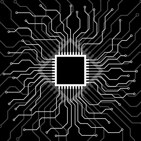 Cpu. Microprocessor. Microchip. Circuit board. Vector illustration. Eps 10のイラスト素材