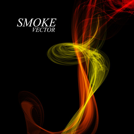 Abstract colorful smoke isolated on black, vector illustrationのイラスト素材