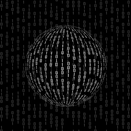 Ball of binary code. Abstract technology backgroundのイラスト素材