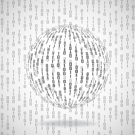 Ball of binary code. Abstract technology backgroundのイラスト素材