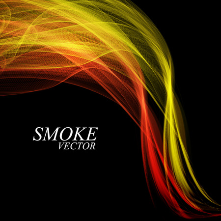 Abstract colorful smoke isolated on black background, vector illustrationのイラスト素材