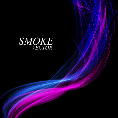 Abstract colorful smoke isolated on black background, vector illustrationのイラスト素材