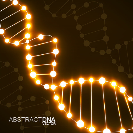Abstract spiral of DNA, neon molecular backgroundのイラスト素材