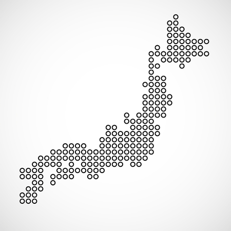Abstract map of Japan from round dots, illustrationのイラスト素材