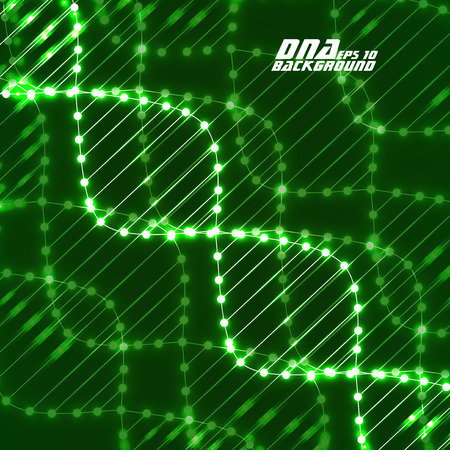 Abstract spiral of DNA, neon molecular chainのイラスト素材