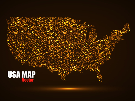 Abstract map of USA with glowing particles, vector illustration eps 10のイラスト素材