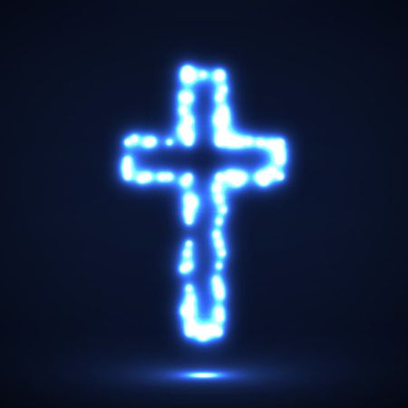 Glowing cross, christian symbol, abstract sign, vector illustration eps 10のイラスト素材