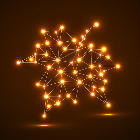 Neon maple leaf in abstract geometric shape, vector illustration eps 10のイラスト素材