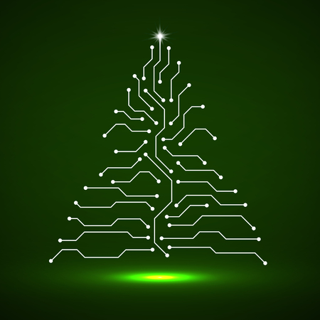 Abstract technology Christmas tree, circuit boardのイラスト素材