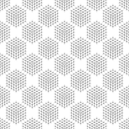 Abstract seamless pattern with cubes of lines and dots. Modern stylish texture. Geometric backgroundのイラスト素材