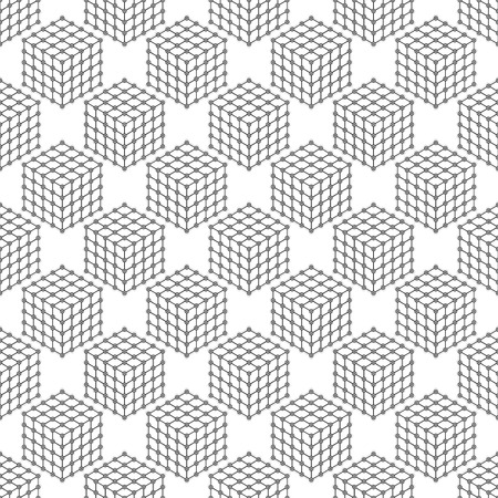 Abstract seamless pattern with cubes of lines and dots. Modern stylish texture. Geometric backgroundのイラスト素材