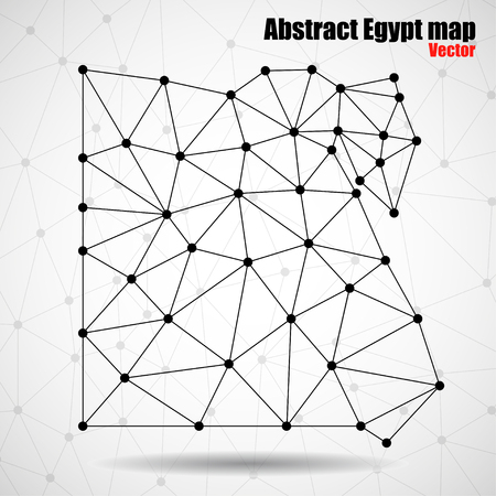 Abstract polygonal Egypt map with dots and lines, network connections, vector illustration, eps 10のイラスト素材