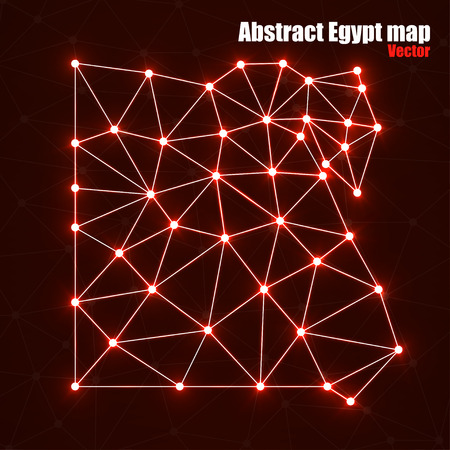 Abstract polygonal map Egypt with glowing dots and lines, network connections, vector illustration, eps 10のイラスト素材