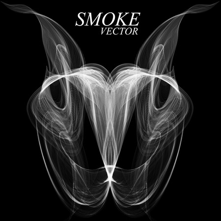 Abstract white smoke isolated on black backgroundのイラスト素材