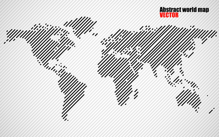Abstract World map with lines. World stripes map in grey. Vectorのイラスト素材