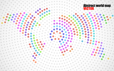 Abstract colorful world map of radial dots. Vectorのイラスト素材