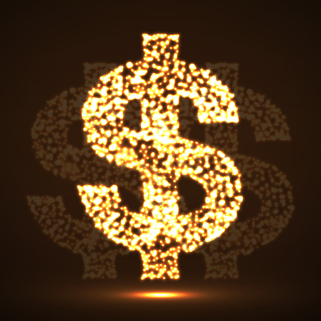 Abstract dollar sing of glowing particles. Vectorのイラスト素材