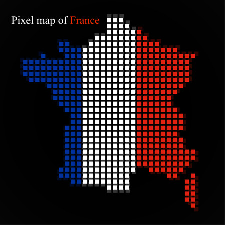 Pixel map of France with the flag inside.のイラスト素材