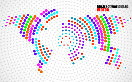 Abstract colorful world map of radial dots.のイラスト素材