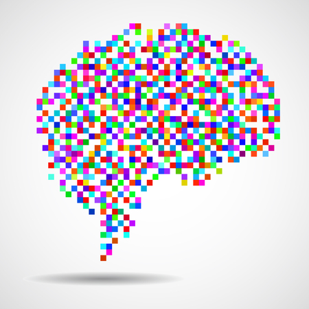 Abstract human brain of pixels. Vector logoのイラスト素材