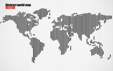 Abstract World map with lines. World stripes map. Vectorのイラスト素材