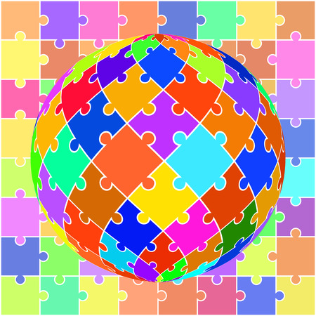 Abstract colorful globe design from puzzles. Vector illustration. Eps 10のイラスト素材