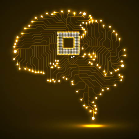 Abstract technological glowing brain Vector illustrationのイラスト素材