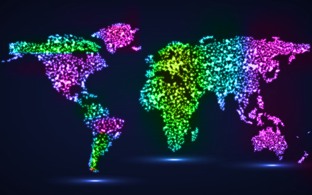 Abstract world map of glowing particles. Vector illustration. Eps10のイラスト素材