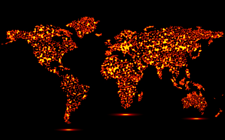 Abstract world map of glowing particles. Vectorのイラスト素材