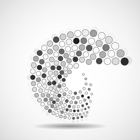 Abstract spiral with dotted circles. Dots in circular form. Vector design elementのイラスト素材