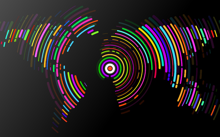 Abstract world map of radial lines. Vectorのイラスト素材