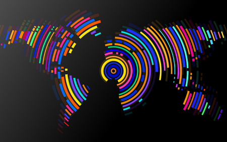 Abstract world map of radial lines. Vector illustration. Eps 10のイラスト素材