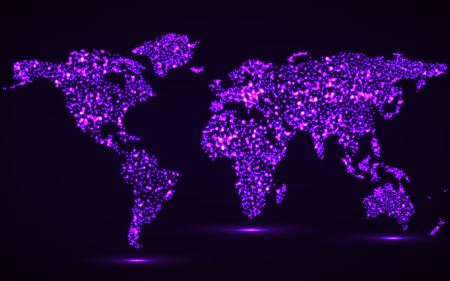 Abstract world map of glowing particles. Vector illustration. Eps10のイラスト素材