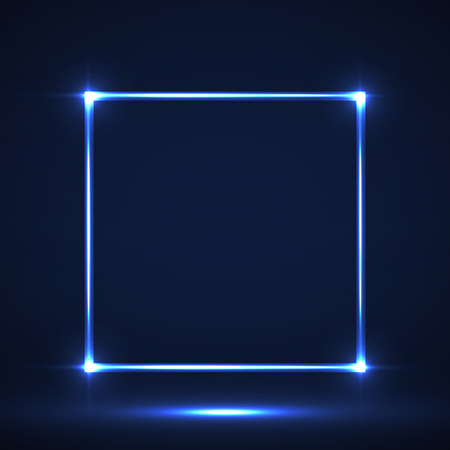 Abstract neon square with glowing lines. Vector geometric elementのイラスト素材