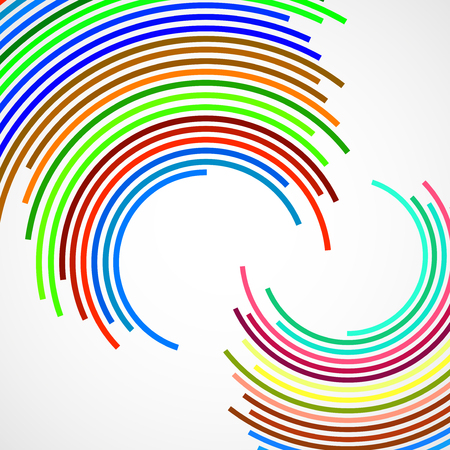 Abstract background of colorful circles with lines, technology backdrop.のイラスト素材