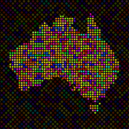 Abstract map of Australia, colorful dots. Vector illustration. Eps 10のイラスト素材