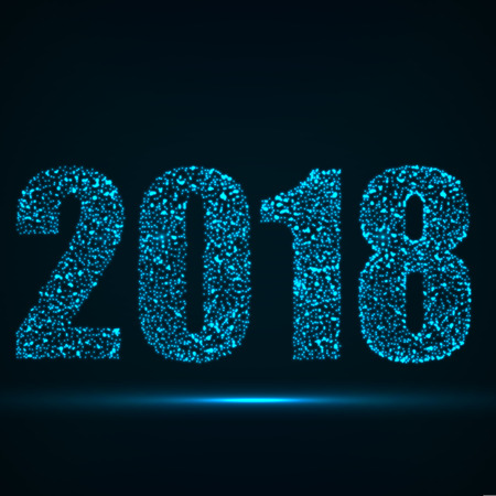 Happy New Year 2018 text design with glowing particles, vector illustration eps 10のイラスト素材