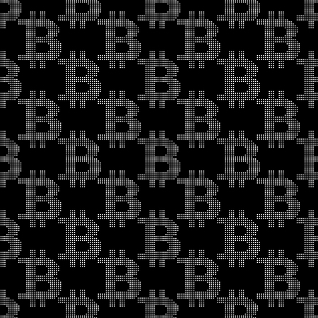 Seamless pattern with sign bitcoin of pixelsのイラスト素材