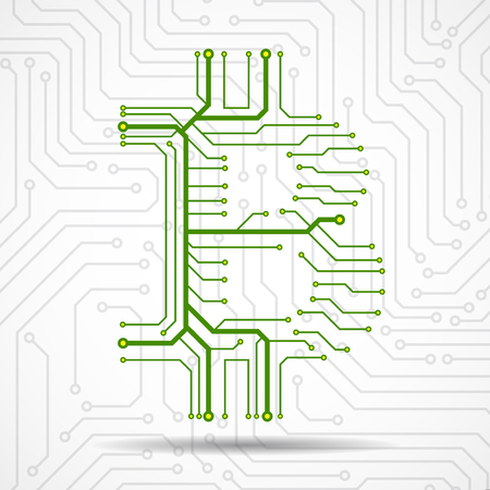 Abstract sign bitcoin from circuit board. Vectorのイラスト素材