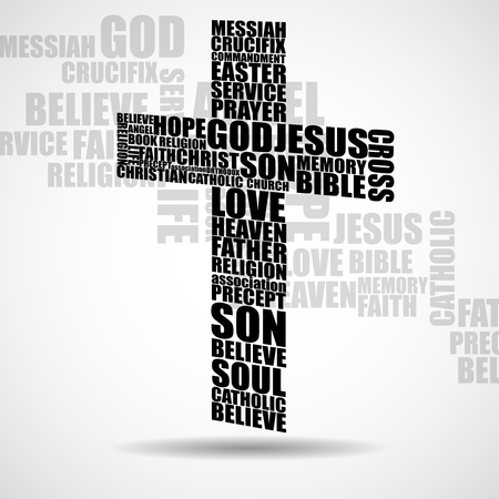 Cross of religious words. Christian Symbol. Vectorのイラスト素材