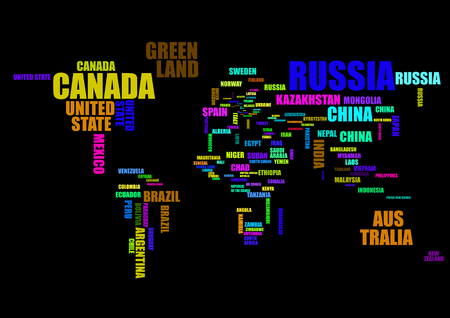 Typography colorful world map with country names vector.のイラスト素材