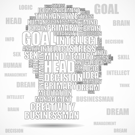 Abstract silhouette human head of words. Vectorのイラスト素材