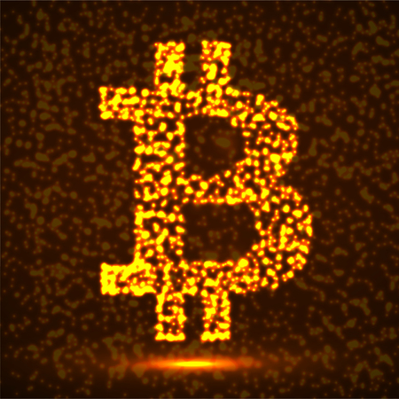 Abstract sign bitcoin of glowing particles, payment system, abstract signのイラスト素材