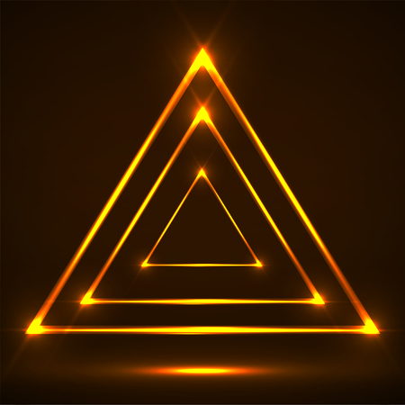 Abstract neon triangle with glowing lines. Vector design elementのイラスト素材
