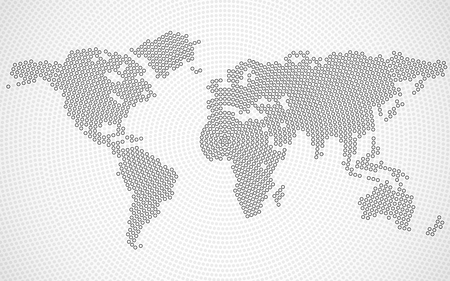 Abstract world map of radial dots. Vectorのイラスト素材
