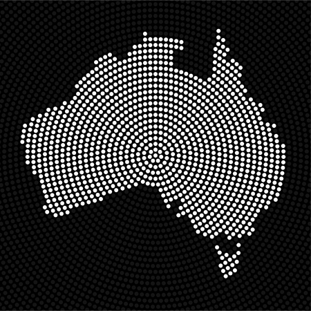 Abstract Australia map of radial dots. Vector illustration, eps 10のイラスト素材